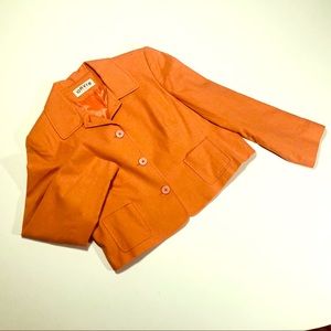 SALE! Cropped Linen Jacket by Orvis, in Tangerine